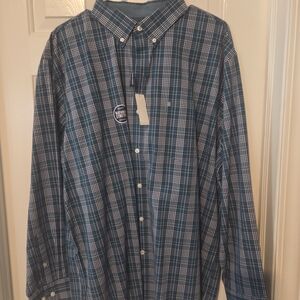 Izod Men's Navy and White Checkered Shirt